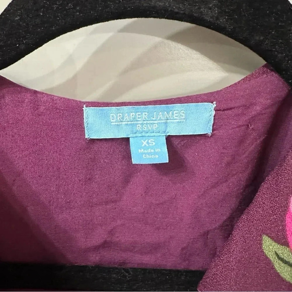 Draper James RSVP Plum Multicolor Floral Ruffle Wrap Lined Dress Size XS - Picture 6 of 7